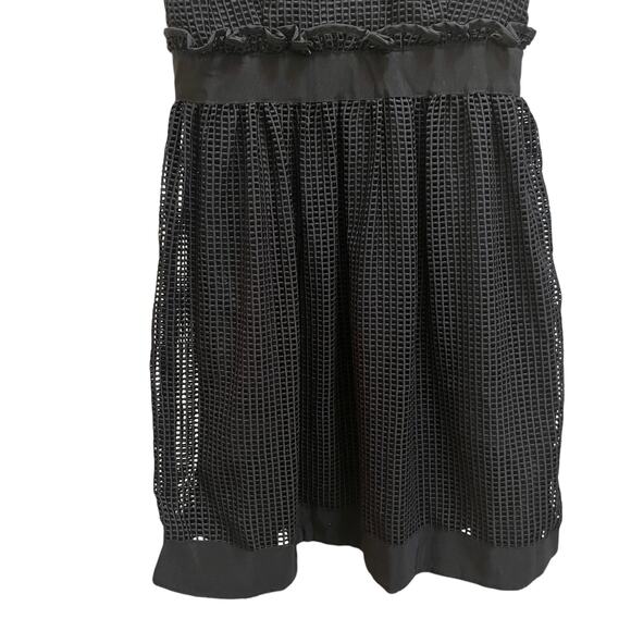 Orla Kiely Black Embroidered Grid Mesh Sleeveless Knee Length Dress Size 8 - Picture 6 of 12